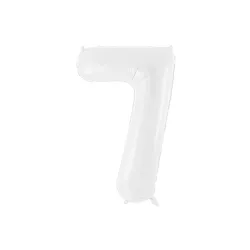 Large white number balloon - Number: 7
