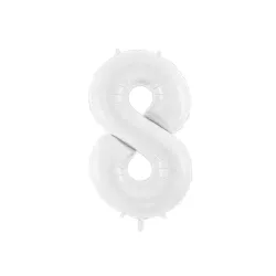 Large white number balloon - Number: 8