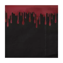 16 schwarze Servietten mit einer Blutrinne.