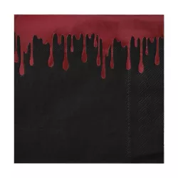 16 schwarze Servietten mit einer Blutrinne.