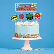 5 Superhelden Cake Toppers "Joyeux anniversaire"