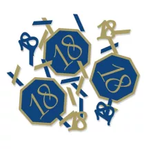 Coriandoli con numeri in oro e marina - Numero: 18