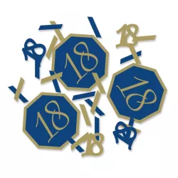 Navy and Gold number confetti - Number: 18
