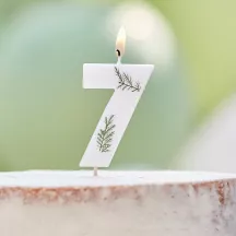 Bougie avec feuilles pressées - Chiffre: 7