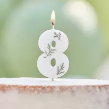 Bougie avec feuilles pressées - Chiffre: 8