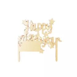 1 Led Cake Topper aus Holz - Happy New Year