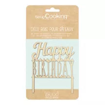 Dekoration "Happy Birthday" aus hellem Holz