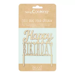 Decoration "Happy Birthday" in light wood
