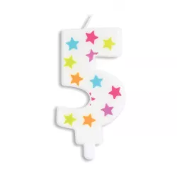 Bougie avec étoiles - Chiffre: 5