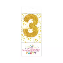 Mini Bougies dorées - Chiffre: 3