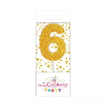 Mini Bougies dorées - Chiffre: 6