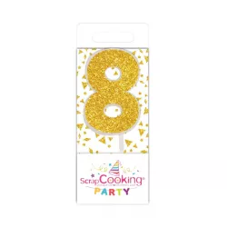 Mini Bougies dorées - Chiffre: 8