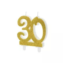 Kerzen Gold - Zahl: 30