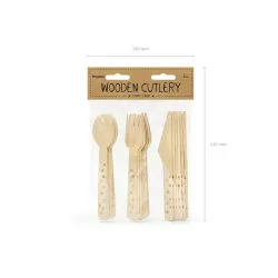 Couverts en bois "étoiles dorées"