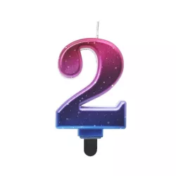 Candela metallizzata in blu e magenta - Numero: 2