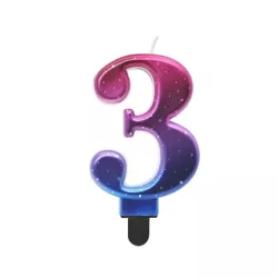Blue and magenta metallic candle - Number: 3