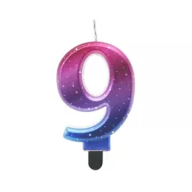 Blue and magenta metallic candle - Number: 9