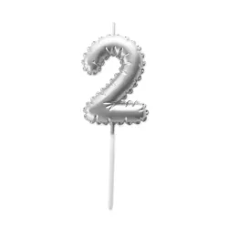 Silberne Ballonkerzen - Zahl: 2