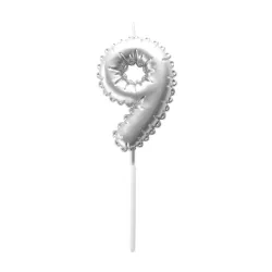 Candele a palloncino argento - Numero: 9