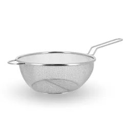 Flat bottomed stainless steel colander