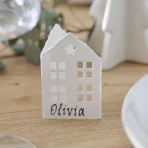 6 Cotton paper house Christmas place cards