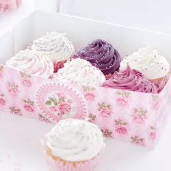 Cupcake-Geschenkbox Rosengarten, 6er, 2 Stück