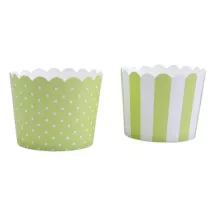 Moules à mini cupcakes vert clair & blanc, 12 pièces