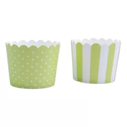 Pirottino per cupcake Mini verde chiaro & bianco, 12 pezzi