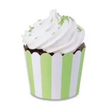 Pirottino per cupcake Mini verde chiaro & bianco, 12 pezzi