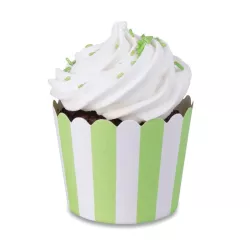 Pirottino per cupcake Mini verde chiaro & bianco, 12 pezzi