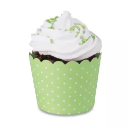 Mini cupcake cases light green & white, 12 pieces