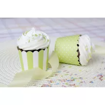 Moules à mini cupcakes vert clair & blanc, 12 pièces