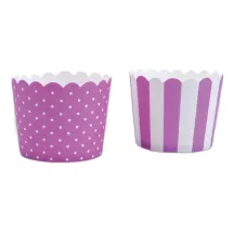 Pirottino di carta per cupcake Mini Viola & Bianco, 12 pezzi