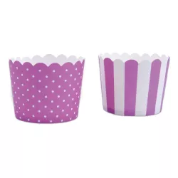 Mini cupcake paper cases purple & white, 12 pieces