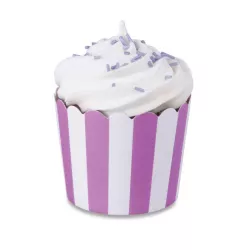 Mini cupcake paper cases purple & white, 12 pieces