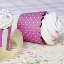 Mini cupcake paper cases purple & white, 12 pieces