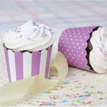 Mini cupcake cases lilac and white, 12 pieces