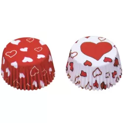Mini-cupcakes en papier Coeurs, 50 pièces