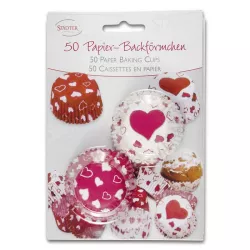 Mini-cupcakes en papier Coeurs, 50 pièces