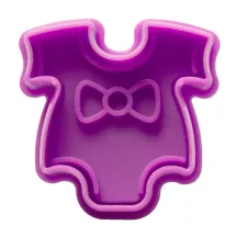 Baby bodysuit cutter with ejector, with embossing