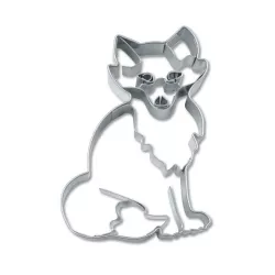 Fox cookie cutter sitting, stainless steel with embossing