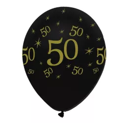 Balloon number 50 black/gold, 6 pieces