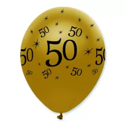 Balloon number 50 black/gold, 6 pieces