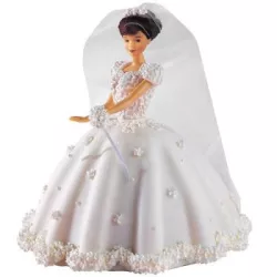 Barbie cake doll attachment with dress baking tin, black hair