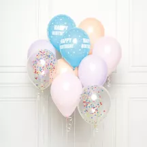 Bouquet di palloncini pastello Happy Birthday, set da 10