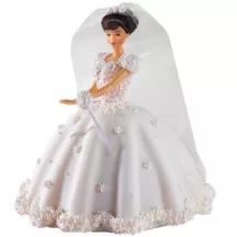 Barbie cake doll attachment - blonde hair, set with baking tin