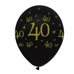 Ballon numéro 40 noir/or, 6 pièces