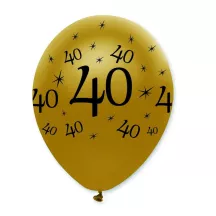 Ballon numéro 40 noir/or, 6 pièces
