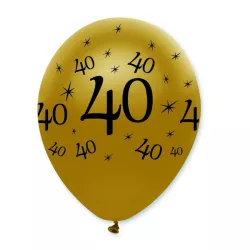 Ballon numéro 40 noir/or, 6 pièces