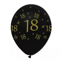 Ballon numéro 18 noir/or, 6 pièces